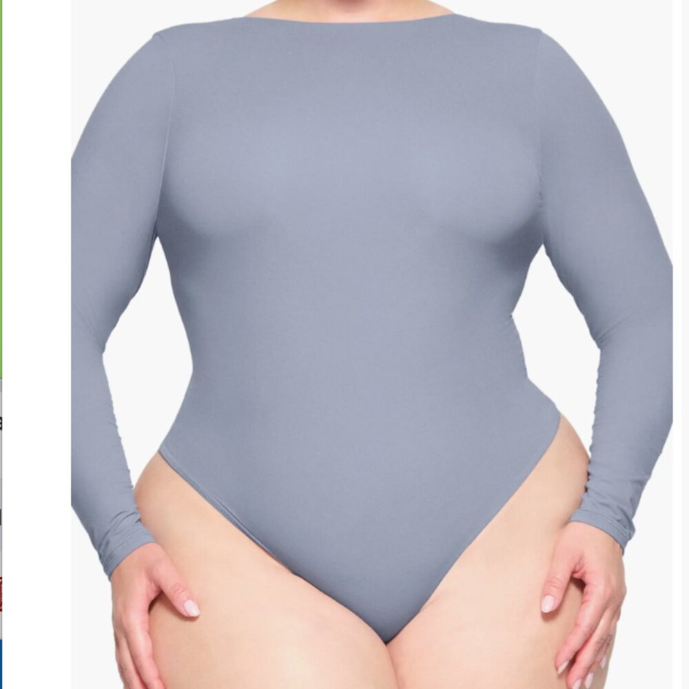 SKIMS Fits Everybody Low Back Bodysuit, Slate (blue/grey), size large